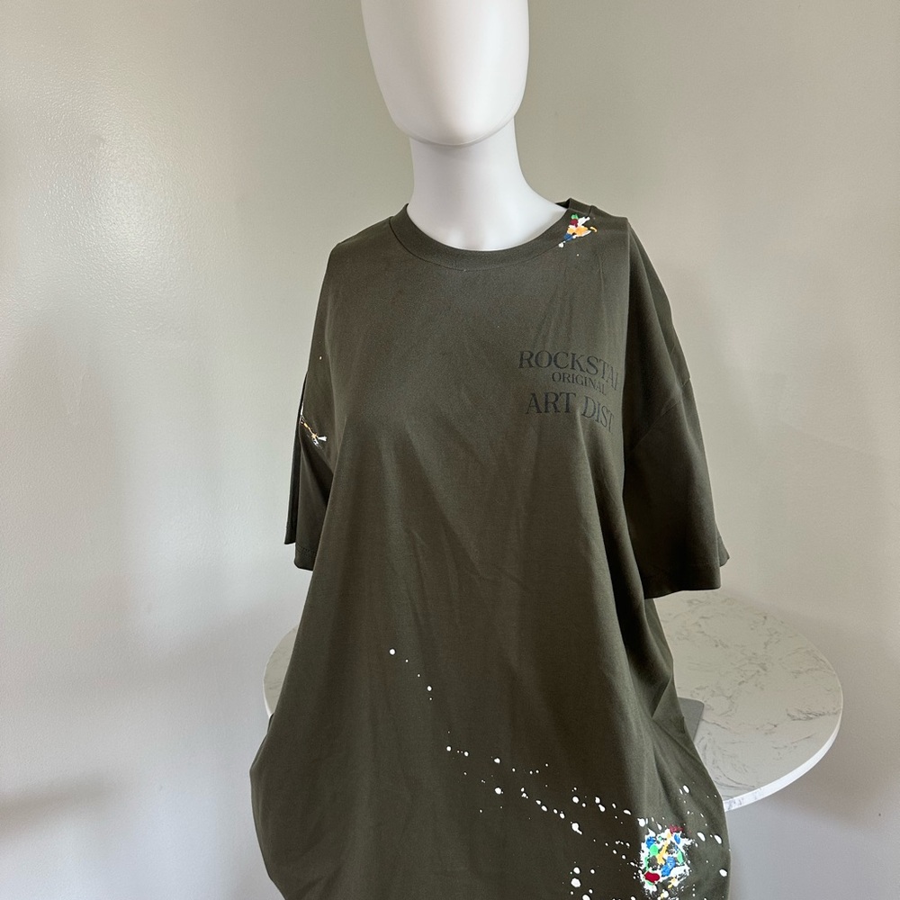 Rockstar original Paint-Splatter Olive Graphic Tee